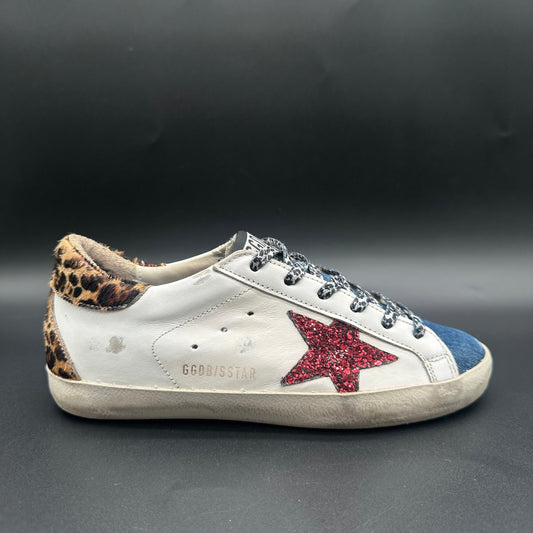 Golden Goose Superstar - Blanc Rouge Léopard Jean J004
