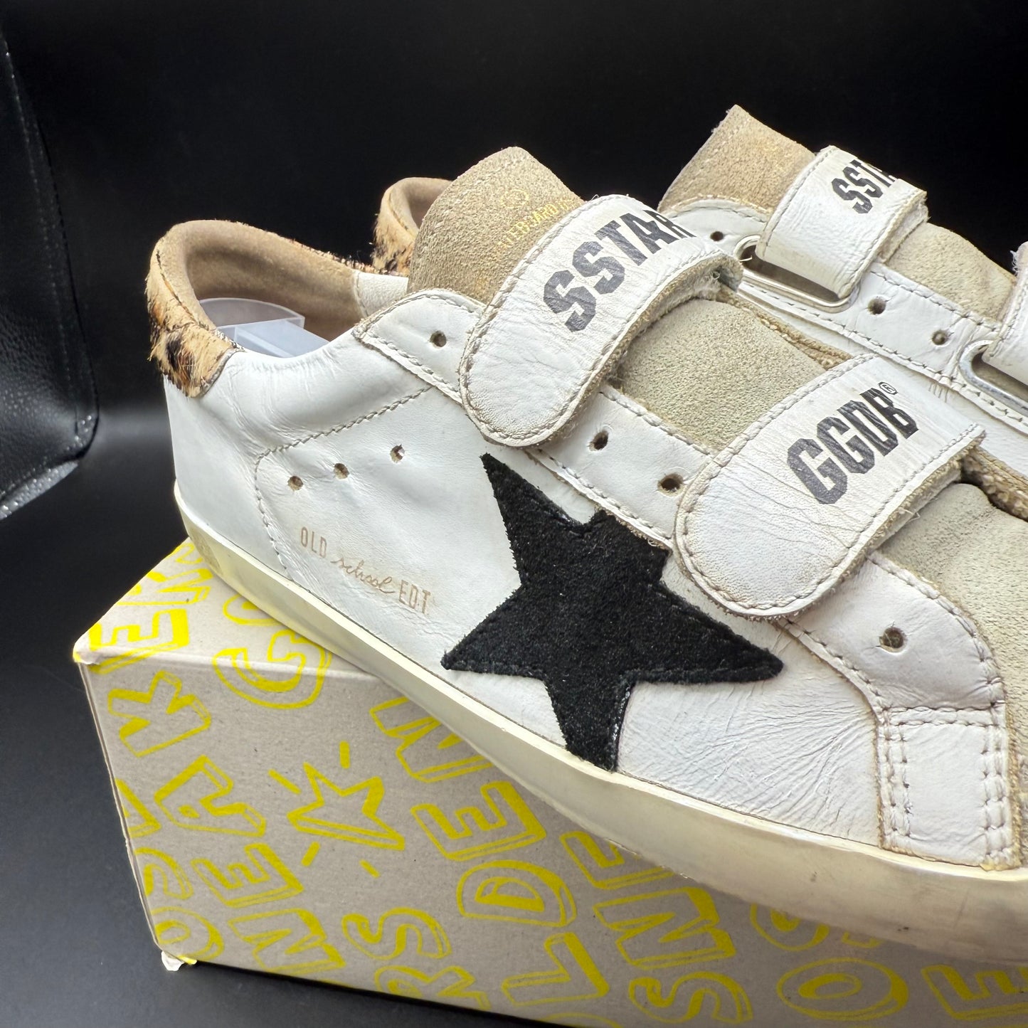 Golden Goose Old-School - Blanc Leopard Noir