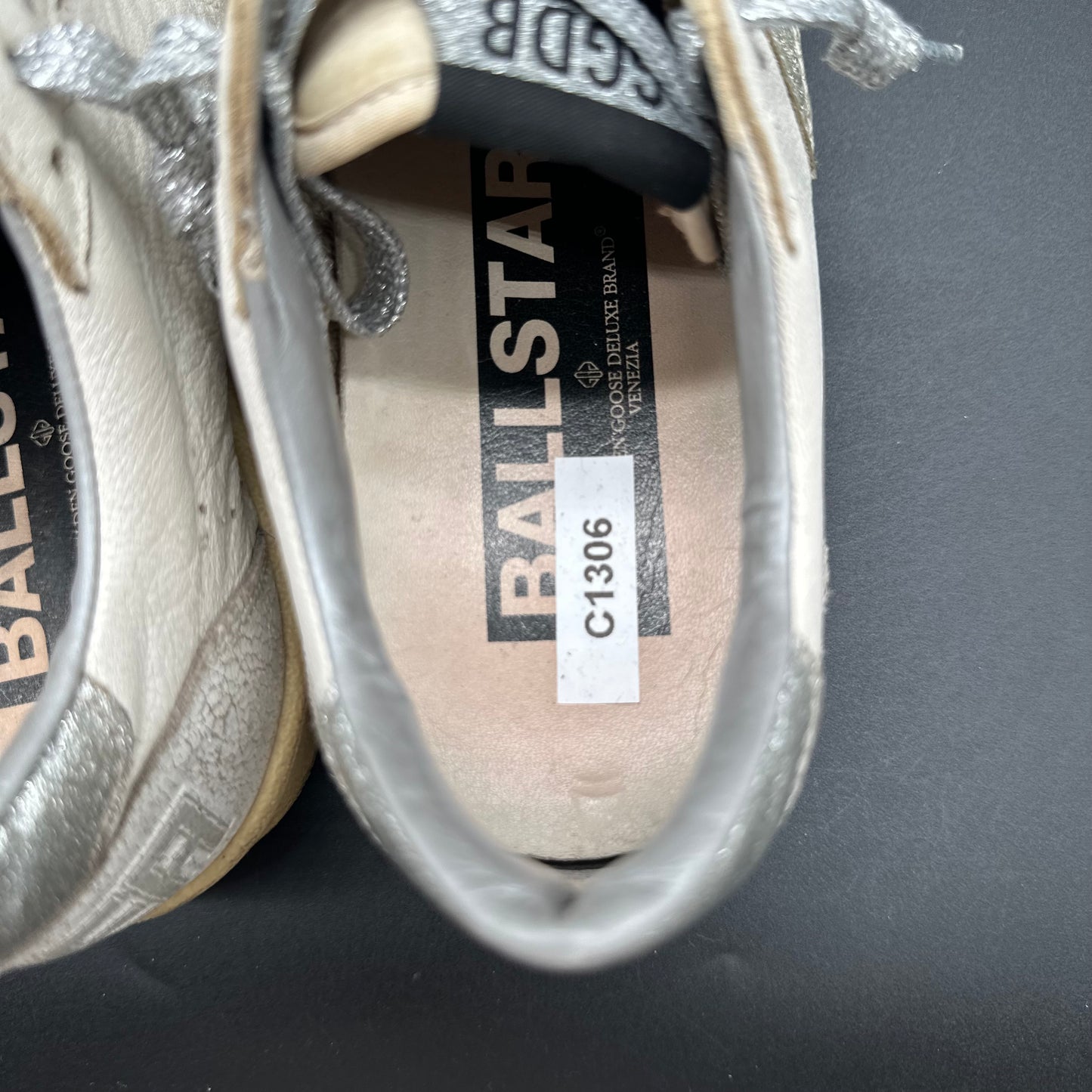 Golden Goose Ballstar - Blanc Argent Paillettes C1306