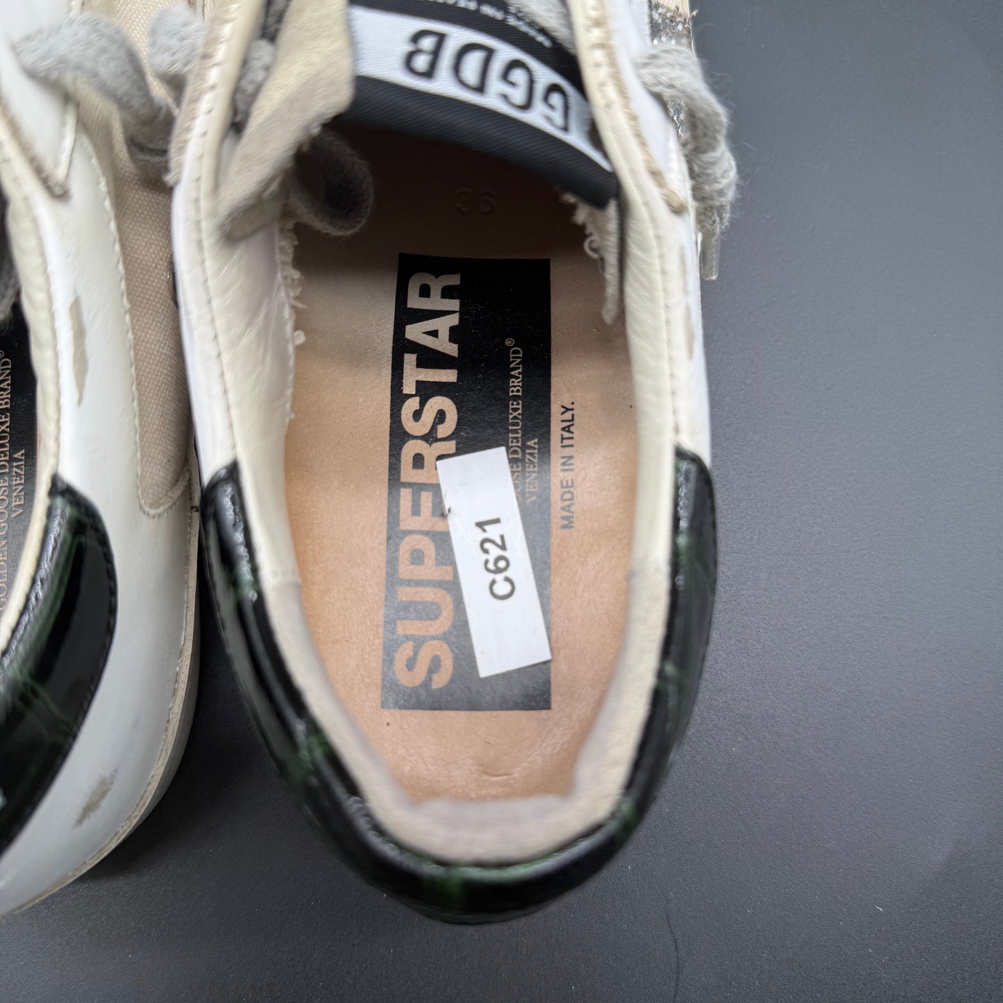 Golden Goose Superstar - Blanc Beige Noir Gris Paillettes C621