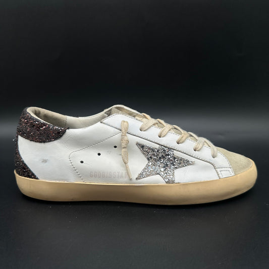 Golden Goose Superstar - Blanc Noir Argent Paillettes J022