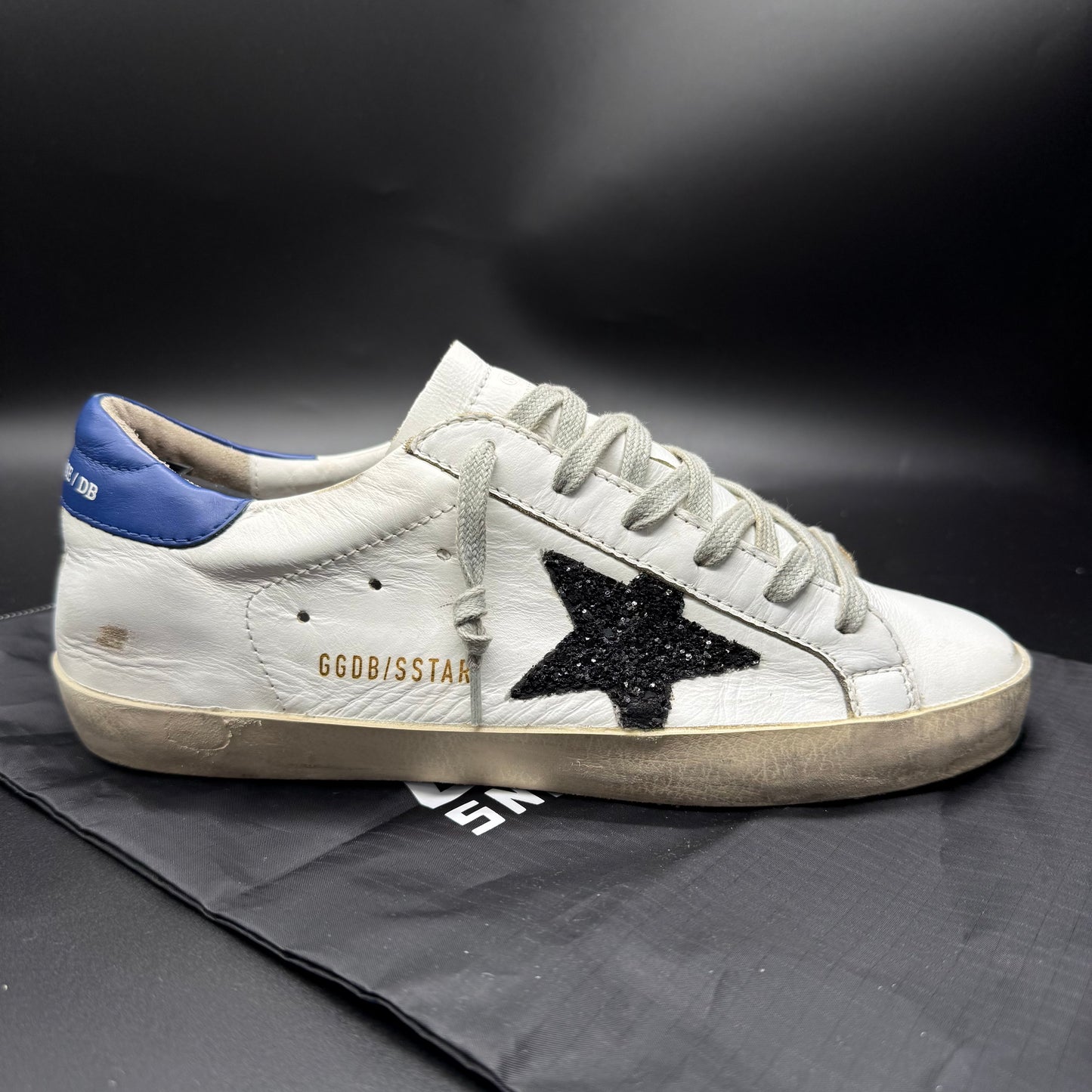 Golden Goose Superstar - Blanc/Noir Pailettes/Bleu marine ◼️