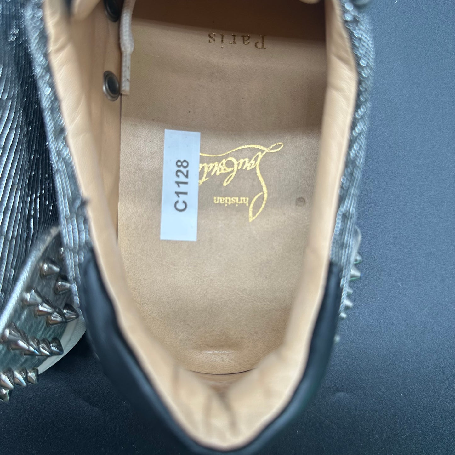 Louboutin Junior Spikes - Noir Argent C1128