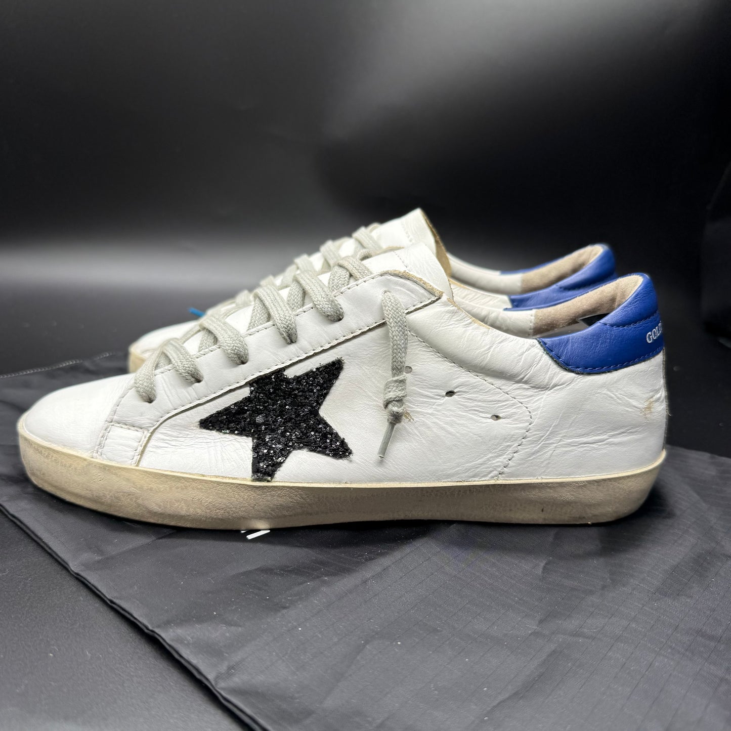 Golden Goose Superstar - Blanc/Noir Pailettes/Bleu marine ◼️