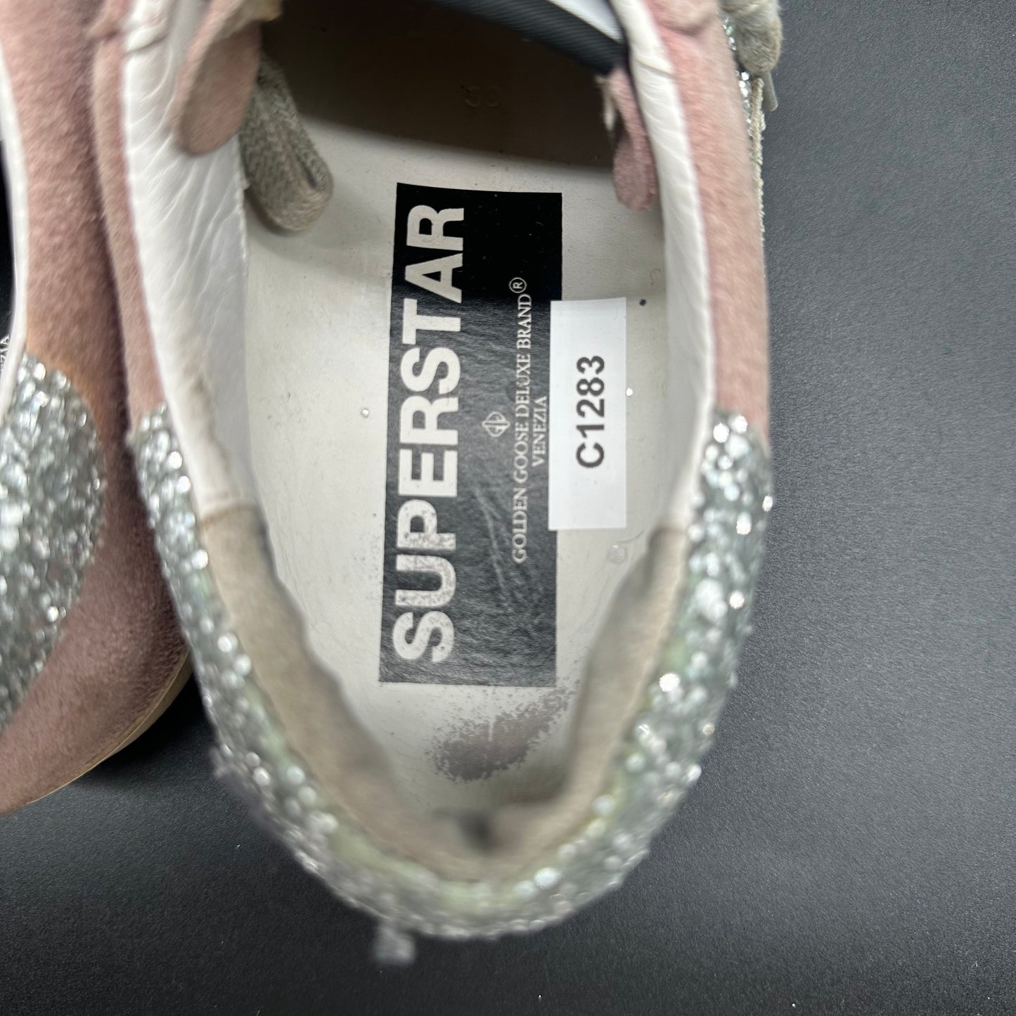 Golden Goose Superstar - Rose Noir Argent Paillettes C1283