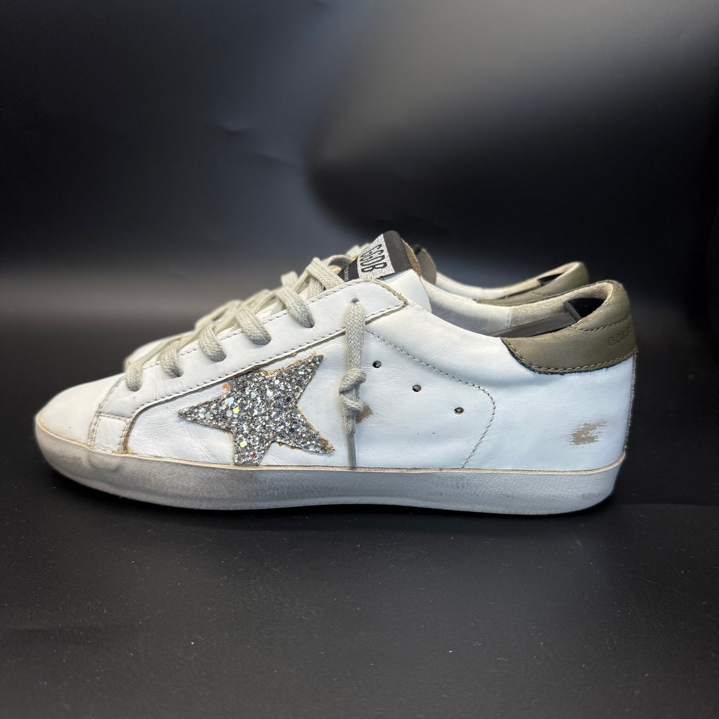Golden Goose Superstar - Blanc/Paillette/Kaki◼️