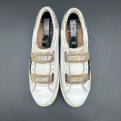 Golden Goose Old-School - Blanc Noir Léopard Paillettes C1393
