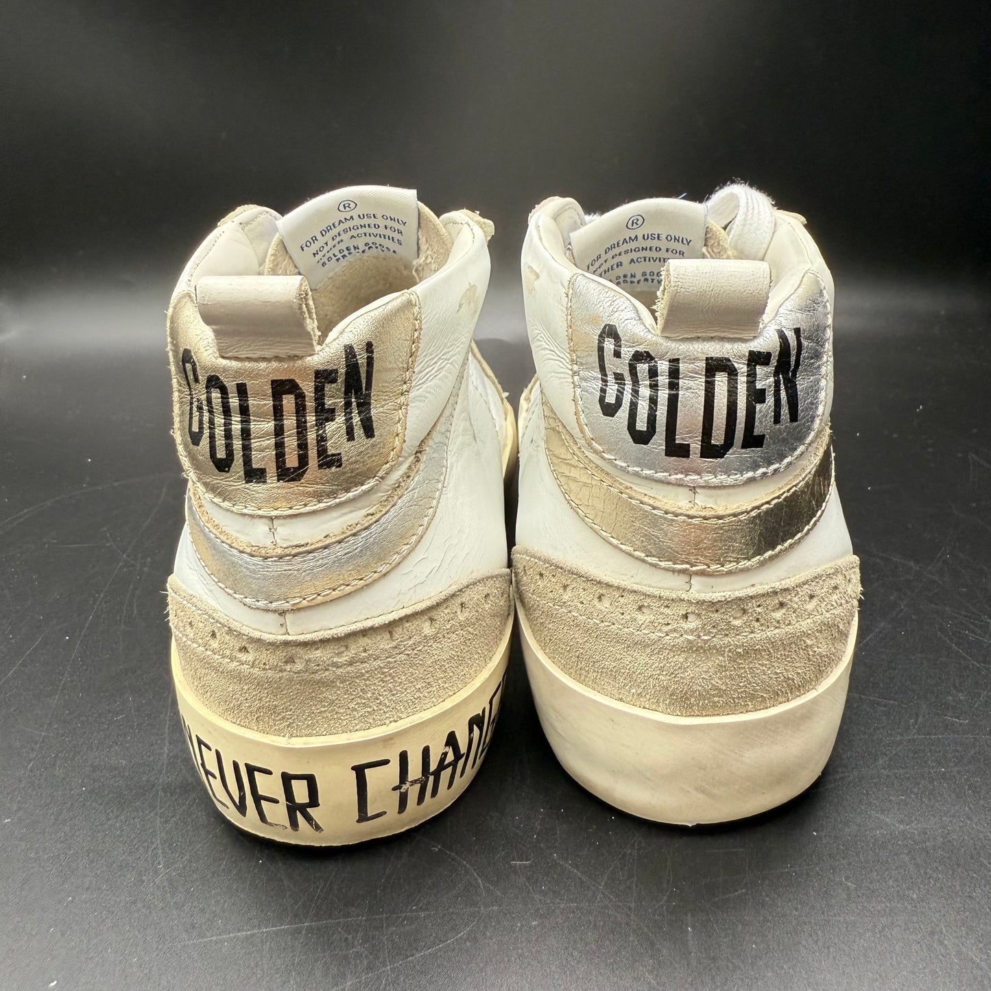 Golden Goose Mid-star - Blanc Paillette Argenté