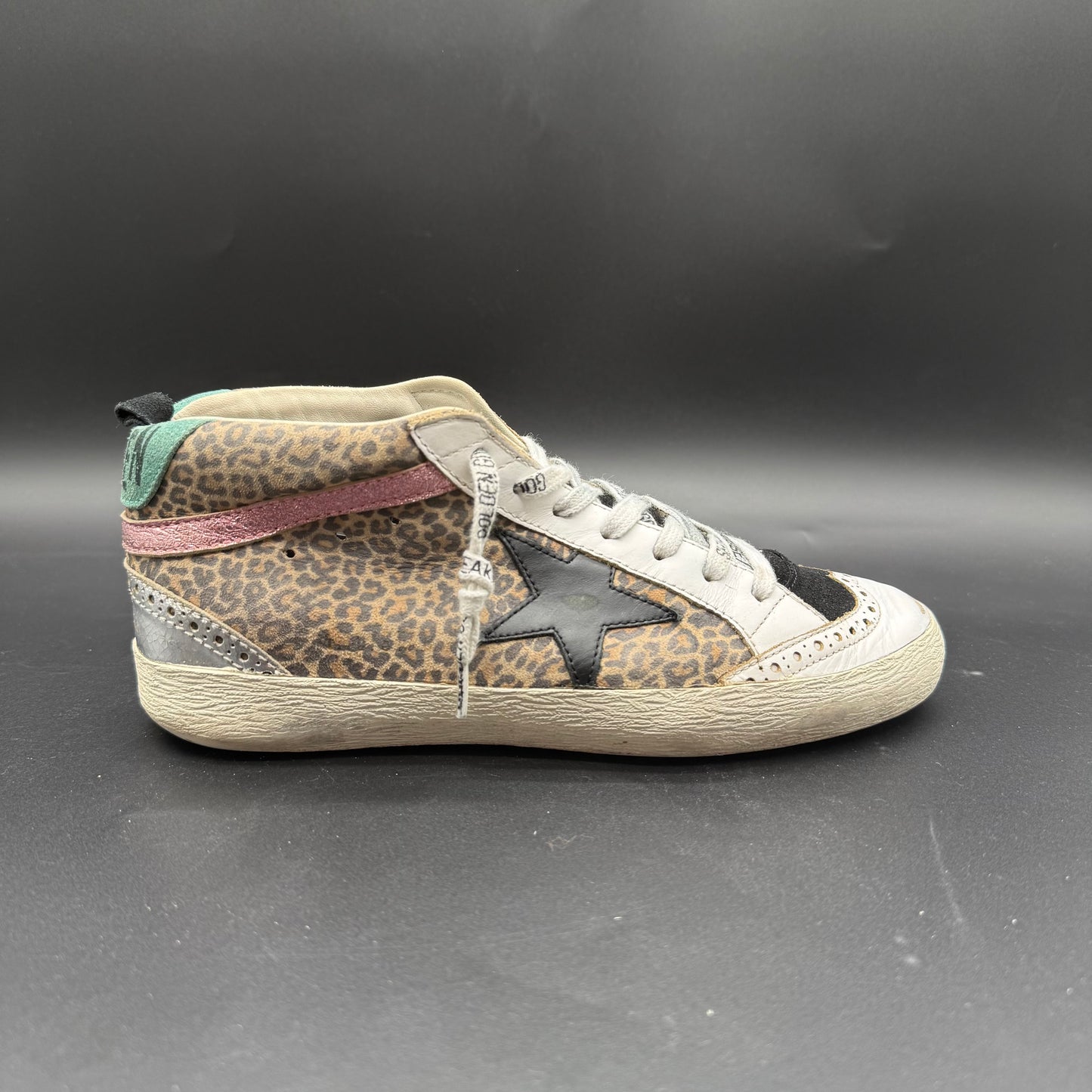 Golden Goose Mid-Star - Leopard Rose Blanc K54