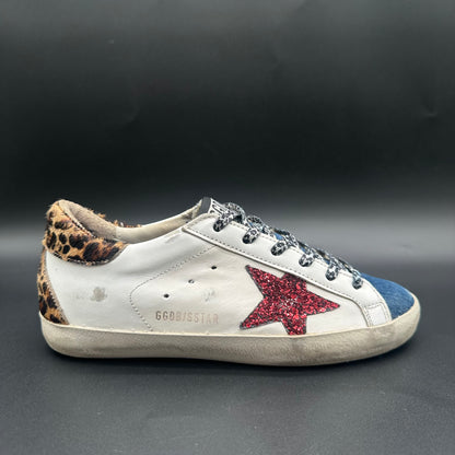 Golden Goose Superstar - Blanc Rouge Léopard Jean J004