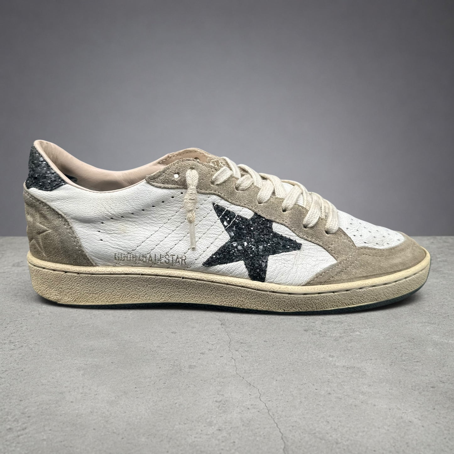 Golden Goose Ballstar - Blanc Gris Noir Paillettes J016