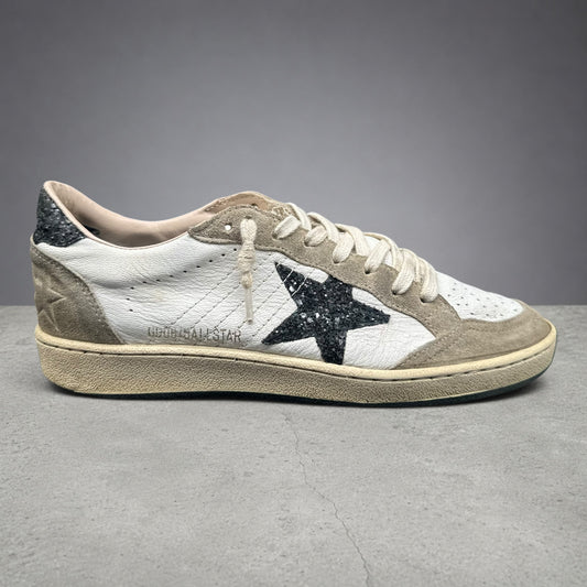 Golden Goose Ballstar - Blanc Gris Noir Paillettes J016