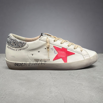 Golden Goose Superstar - Blanc Rose Paillette Argent C1338