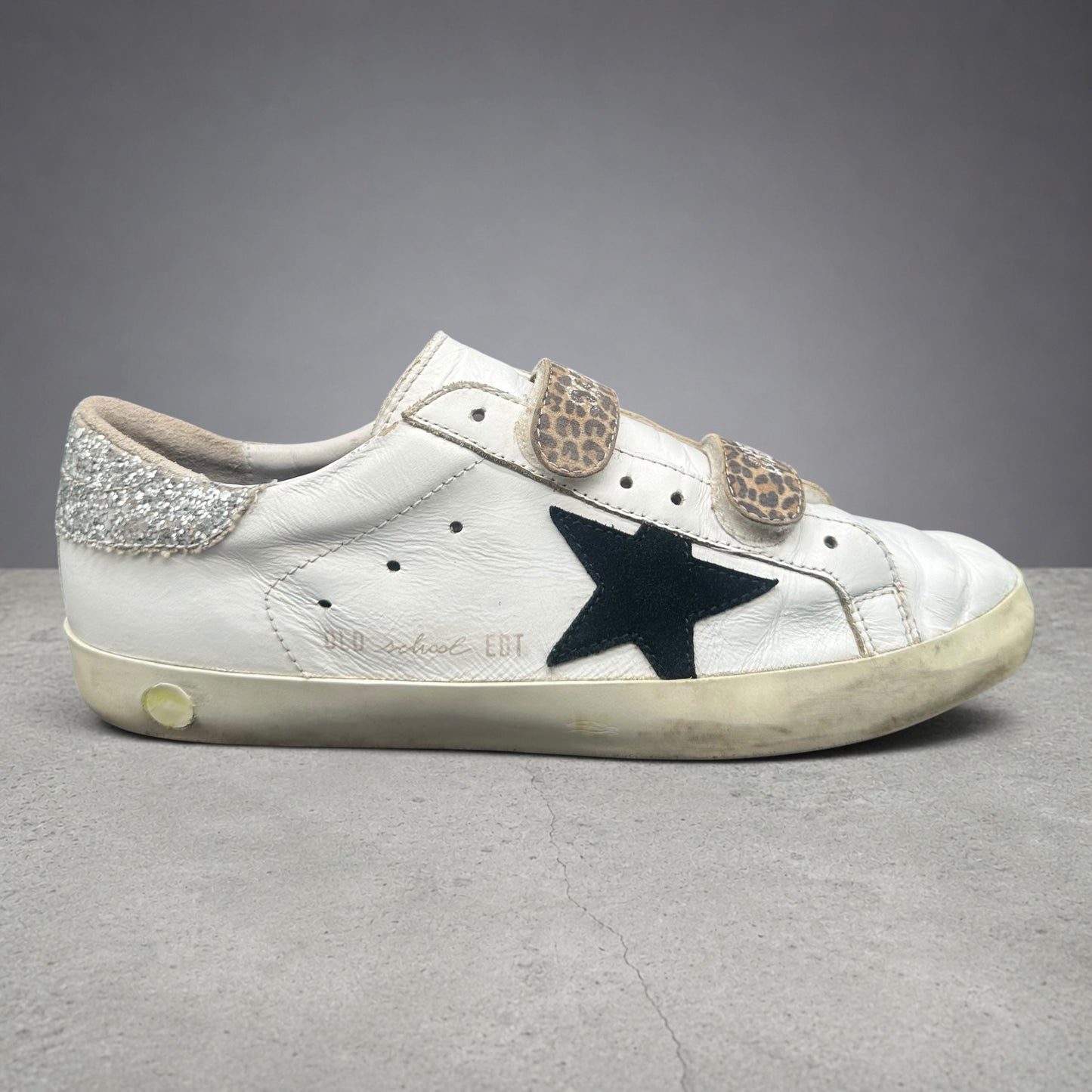 Golden Goose Old-School - Blanc Noir Léopard Paillettes C1195