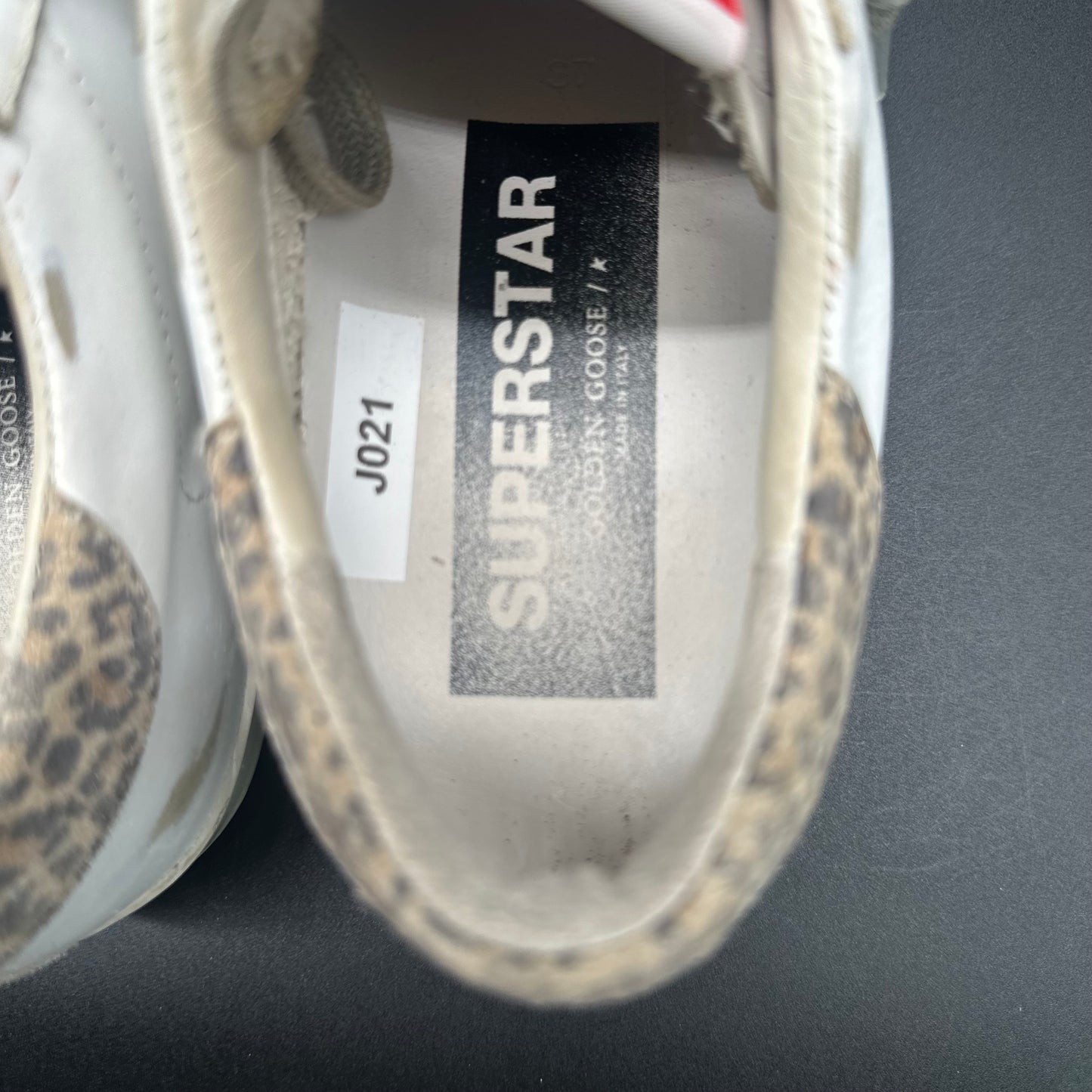 Golden Goose Superstar - Blanc Léopard Or Paillettes J021
