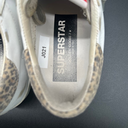 Golden Goose Superstar - Blanc Léopard Or Paillettes J021