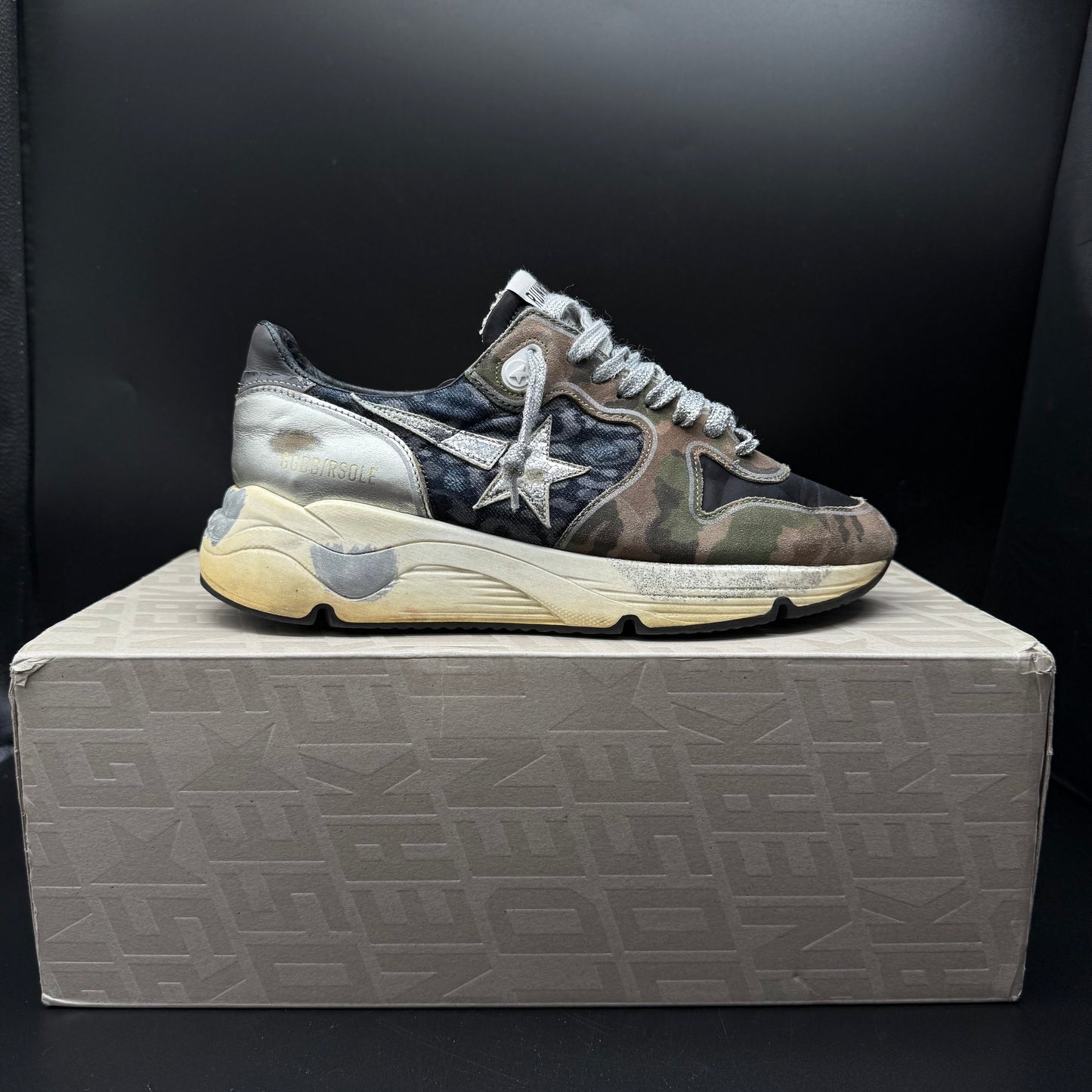 Golden Goose Running - Kaki Argenté