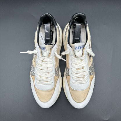 Golden Goose Running - Beige Noir Zèbre Argent Paillettes K49