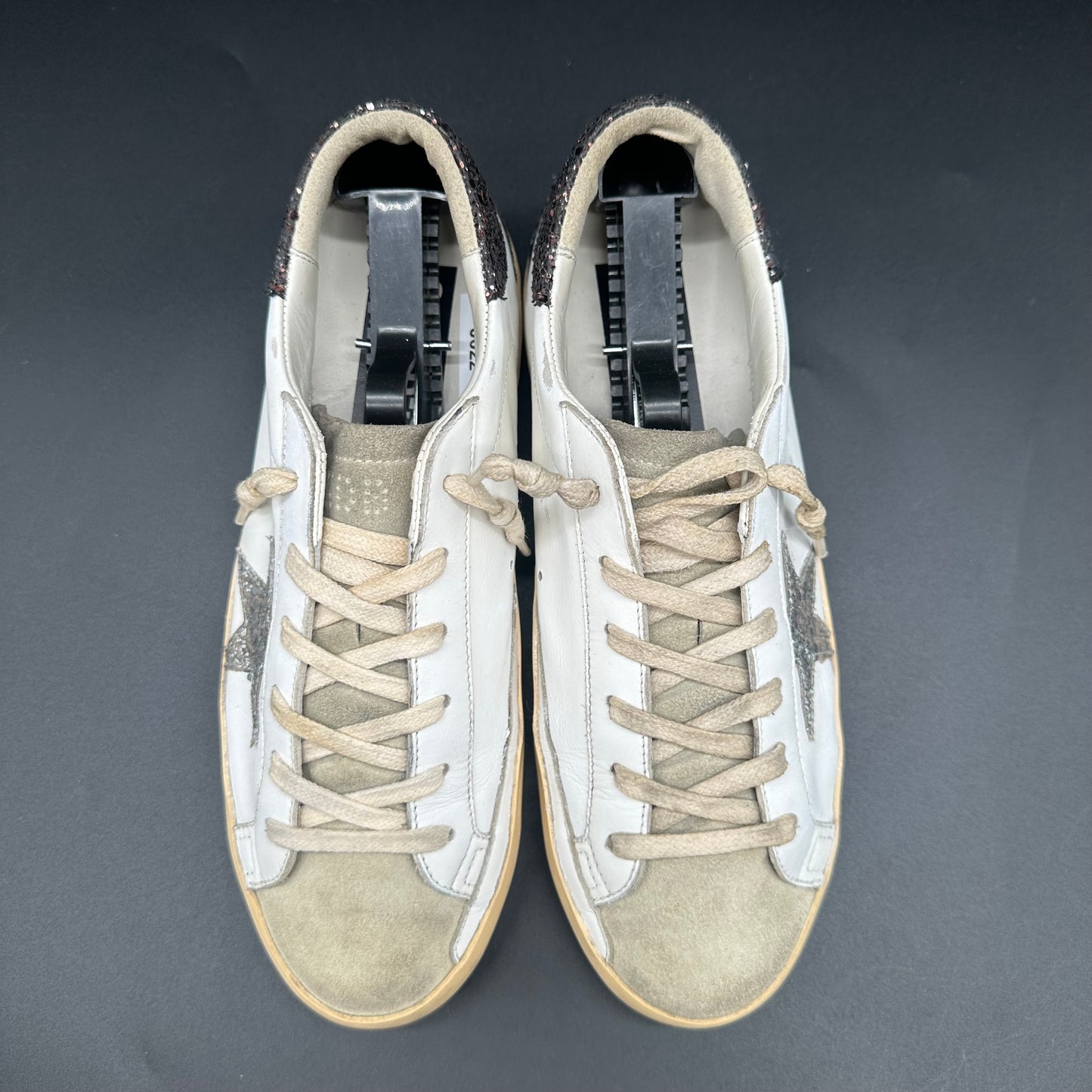 Golden Goose Superstar - Blanc Noir Argent Paillettes J022