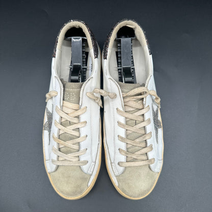 Golden Goose Superstar - Blanc Noir Argent Paillettes J022
