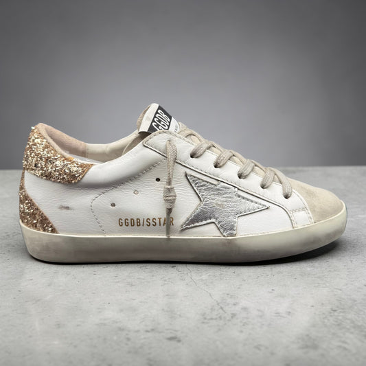 Golden Goose Superstar - Blanc Argent Paillette Or C364