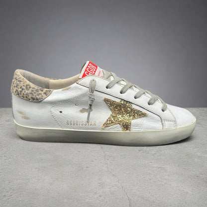 Golden Goose Superstar - Blanc Léopard Or Paillettes J021