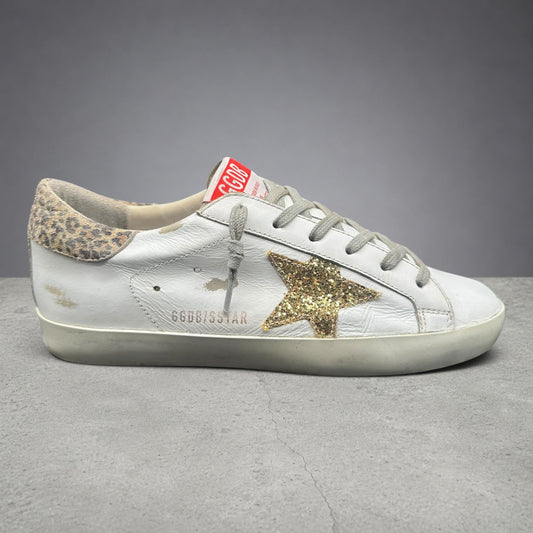 Golden Goose Superstar - Blanc Léopard Or Paillettes J021