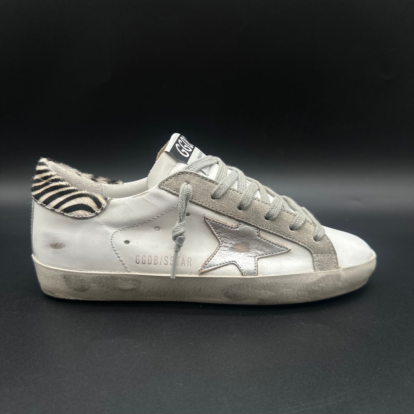 Golden Goose Superstar - Blanc Beige Argent Zèbre C1349