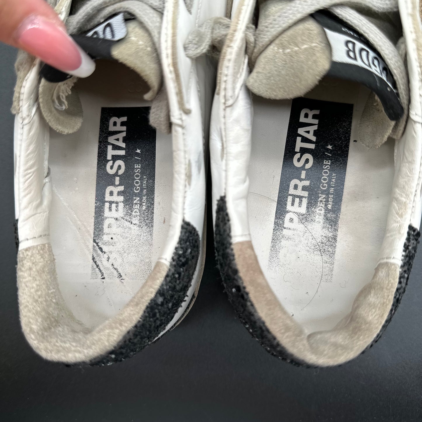 Golden Goose Superstar - Blanc Noir Or Paillettes C1445