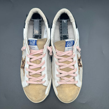 Golden Goose Superstar - Blanc Noir Paillettes Léopard J011