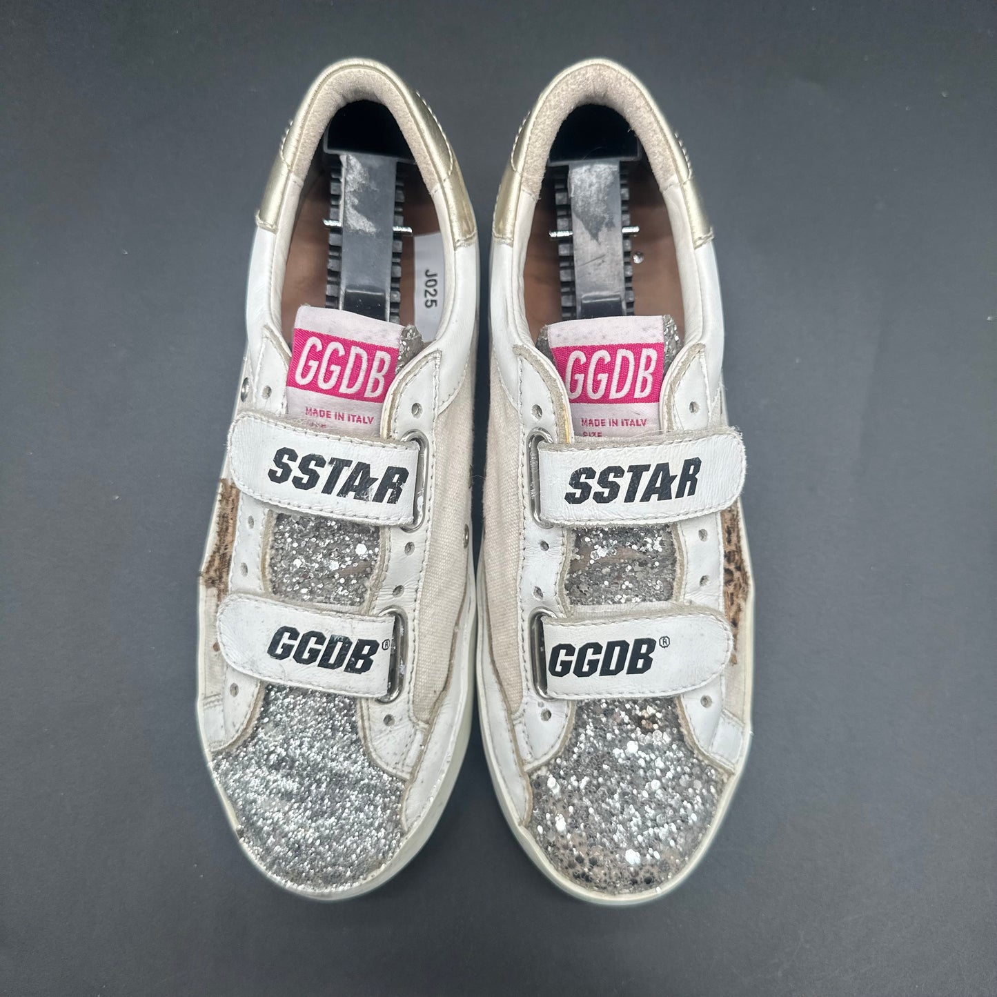 Golden Goose Old-Star - Blanc Léopard Or Argent Paillettes J025