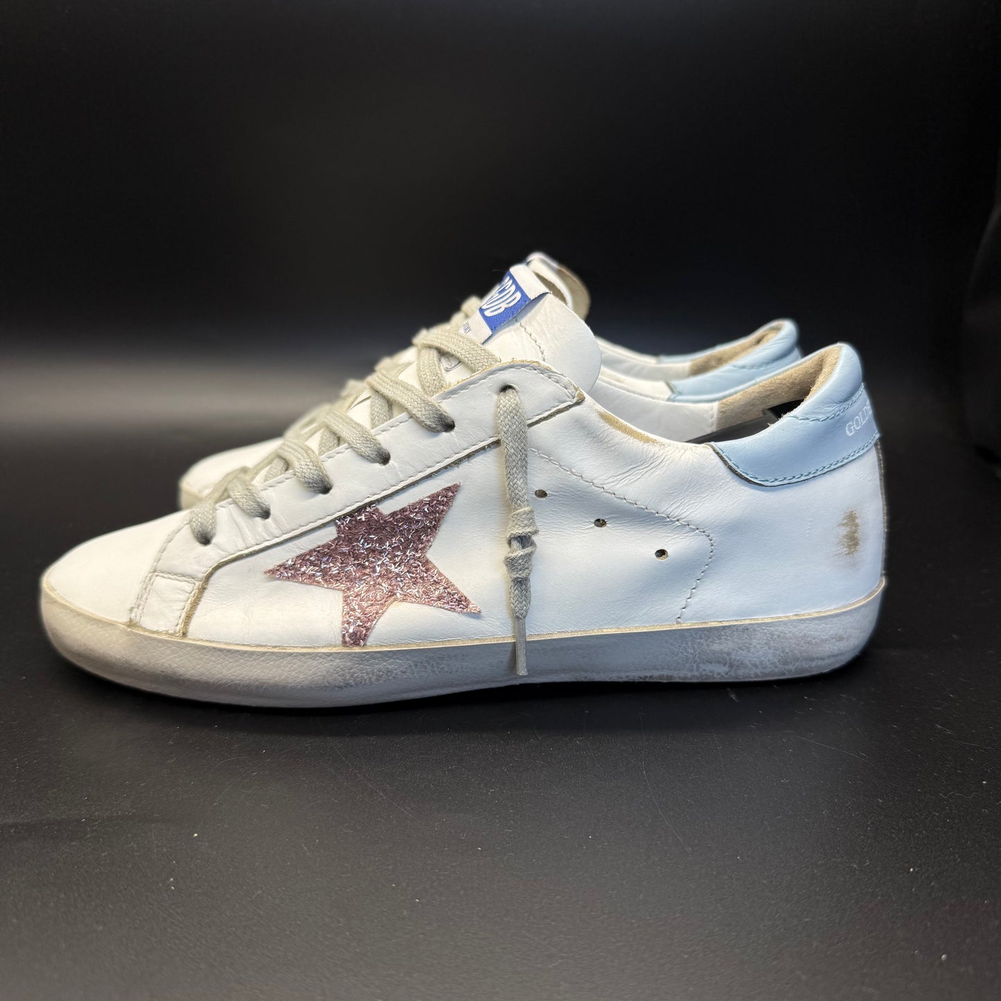 Golden Goose Superstar - Blanc/Paillette/Bleu ciel ◼️