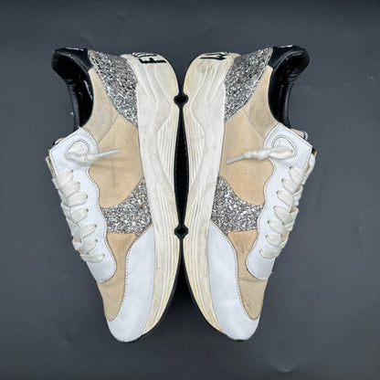 Golden Goose Running - Beige Noir Zèbre Argent Paillettes K49