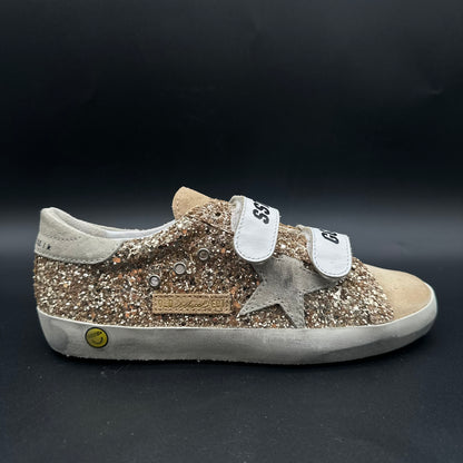 Golden Goose Old-School  - Blanc Beige Or Paillettes C1447