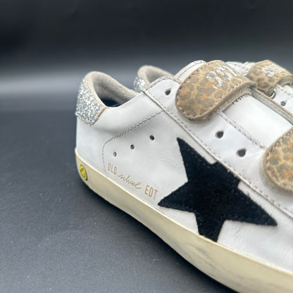 Golden Goose Old-School - Blanc Noir Léopard Paillettes C1393