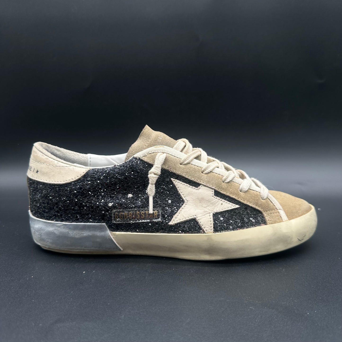 Golden Goose Superstar - Beige Noir Paillettes J012