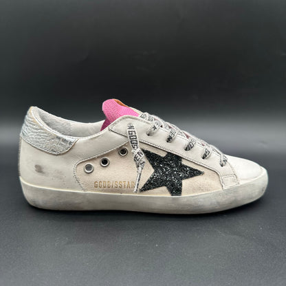 Golden Goose Superstar - Blanc Argent Rose Noir Paillettes C1415