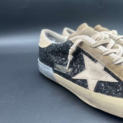 Golden Goose Superstar - Beige Noir Paillettes J012