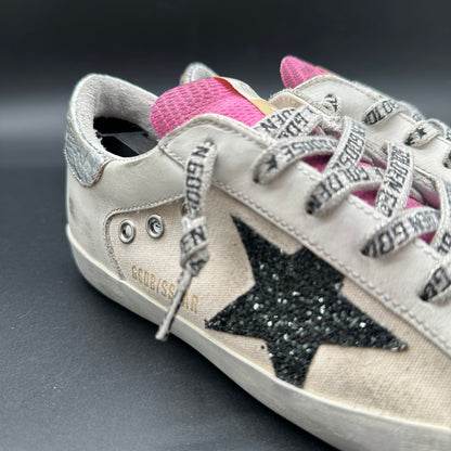 Golden Goose Superstar - Blanc Argent Rose Noir Paillettes C1415