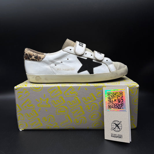 Golden Goose Old-School - Blanc Leopard Noir