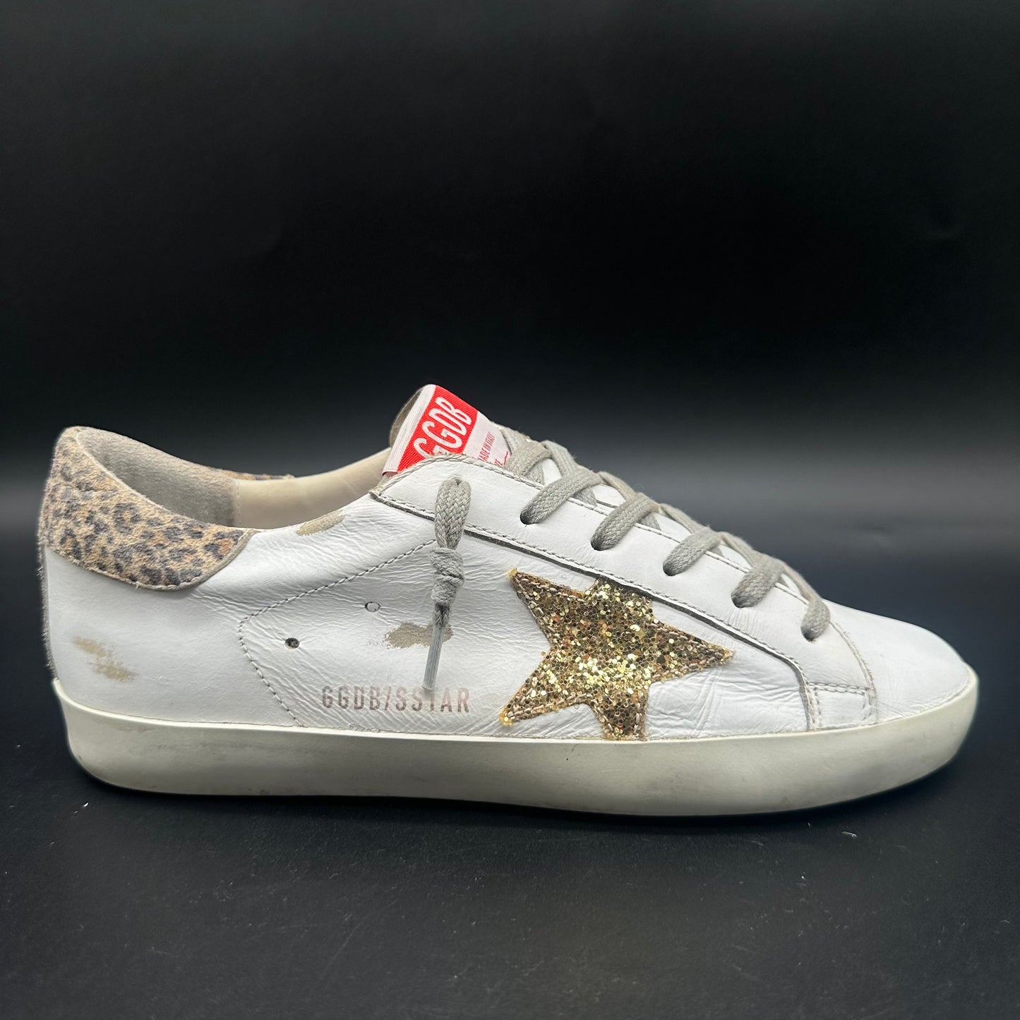 Golden Goose Superstar - Blanc Léopard Or Paillettes J021
