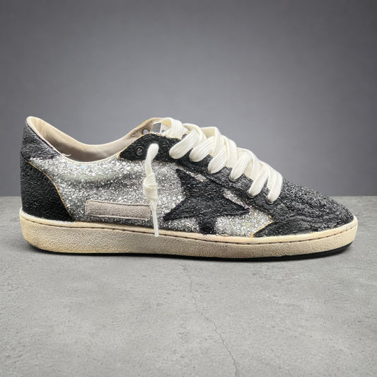 Golden Goose Ballstar - Blanc/Noir/Pailette/Gris K19