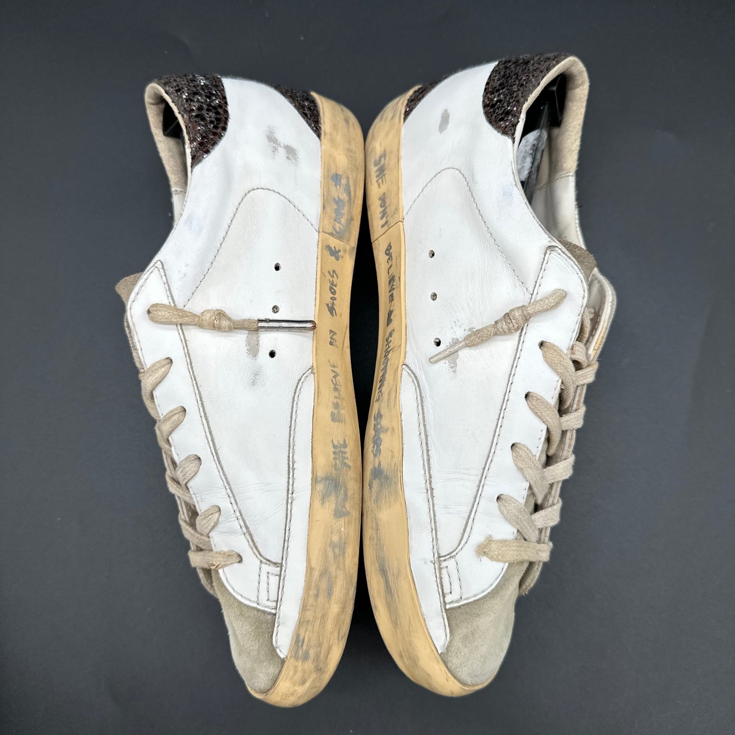 Golden Goose Superstar - Blanc Marron Argent Paillettes C1324