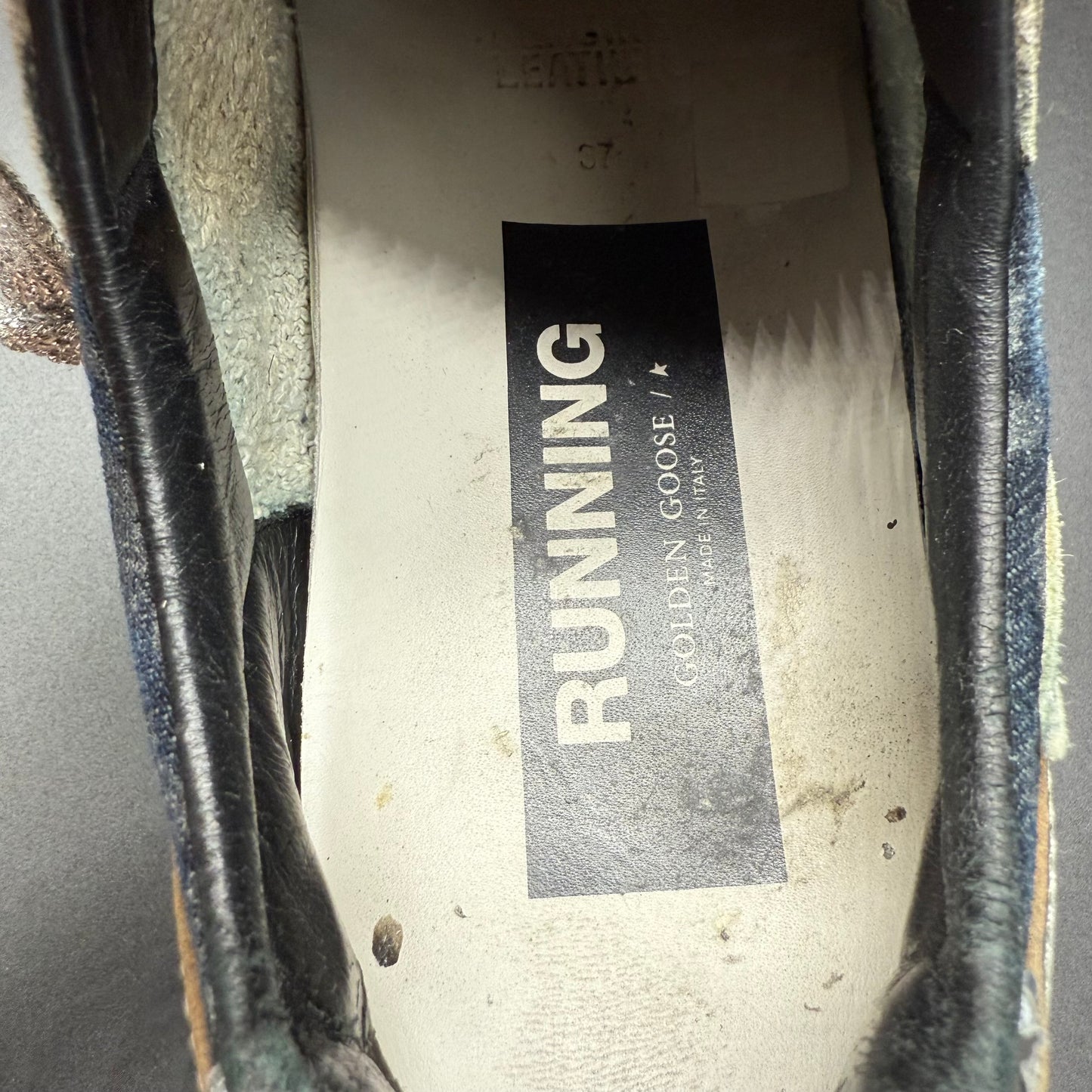 Golden Goose Running - Kaki Argenté