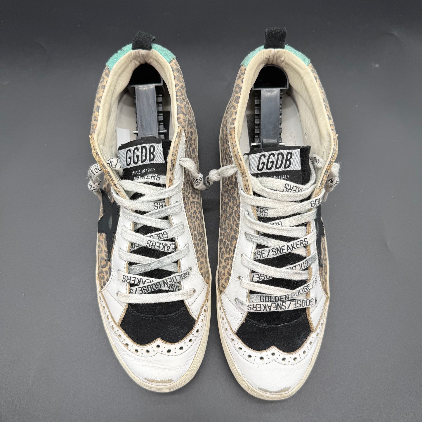 Golden Goose Mid-Star - Leopard Rose Blanc K54