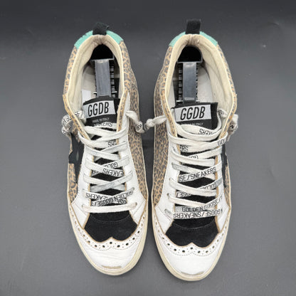 Golden Goose Mid-Star - Leopard Rose Blanc K54