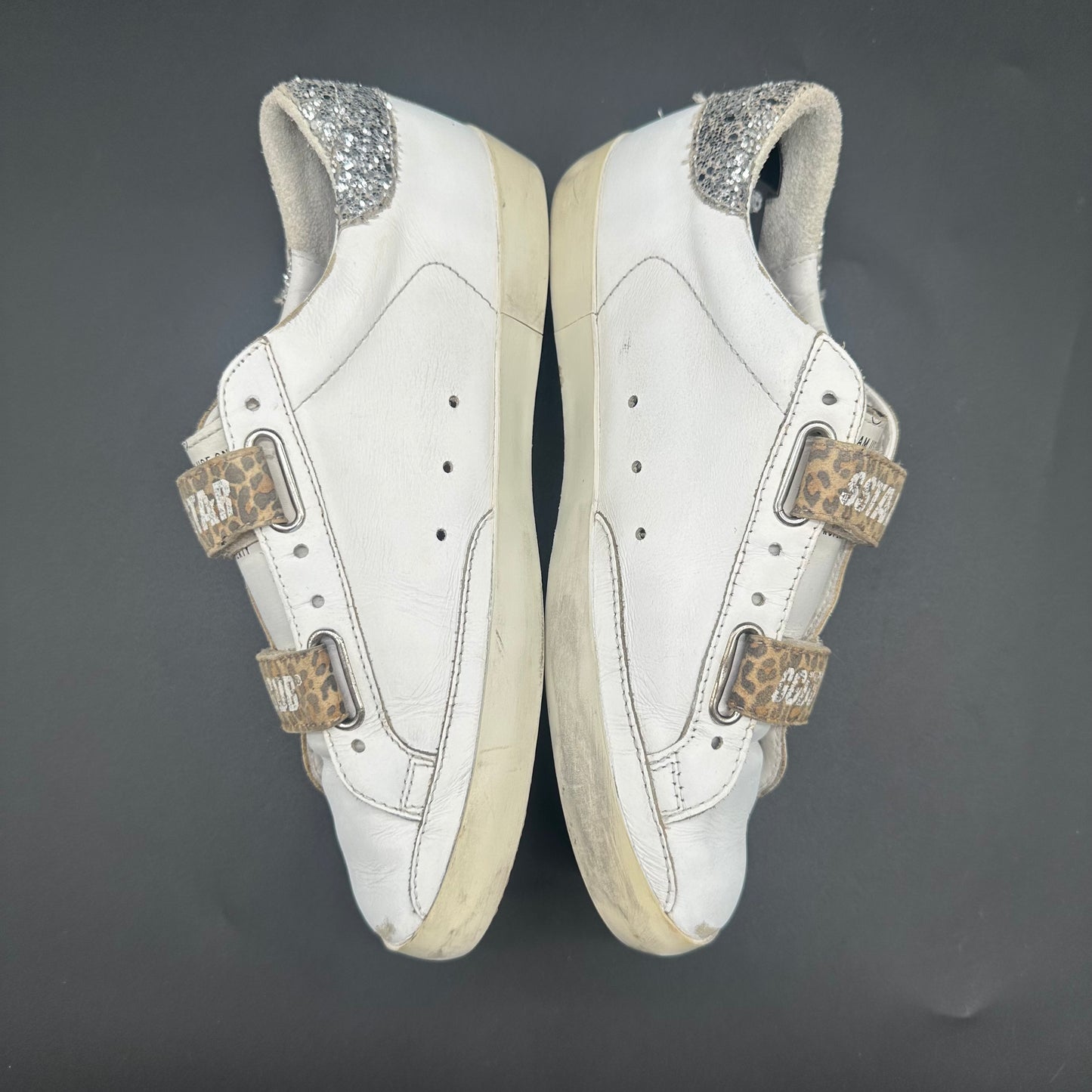 Golden Goose Old-School - Blanc Noir Léopard Paillettes C1393
