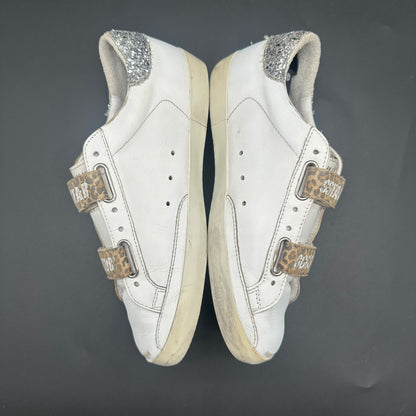 Golden Goose Old-School - Blanc Noir Léopard Paillettes C1393