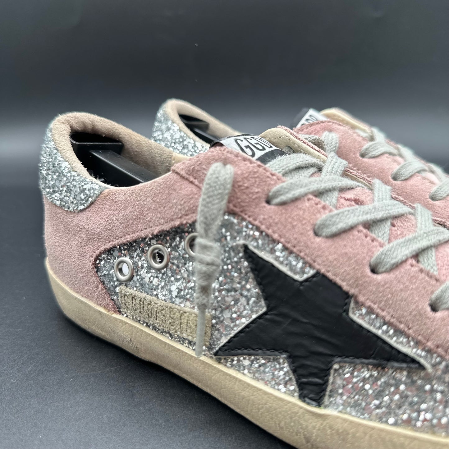 Golden Goose Superstar - Rose Noir Argent Paillettes C1440