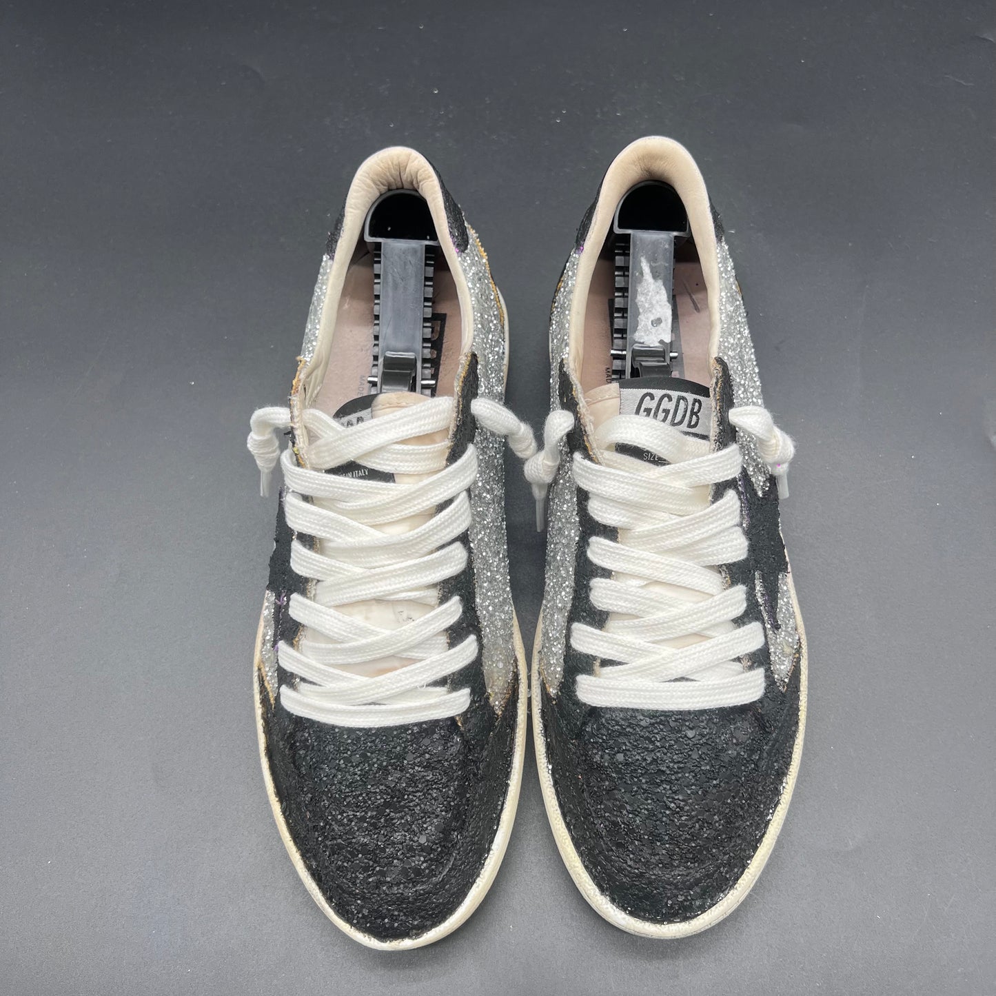 Golden Goose Ballstar - Blanc/Noir/Pailette/Gris K19